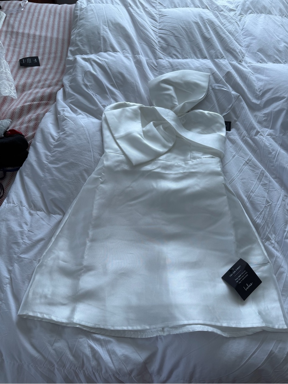 Lulu's White One-Shoulder A-Line Dress
